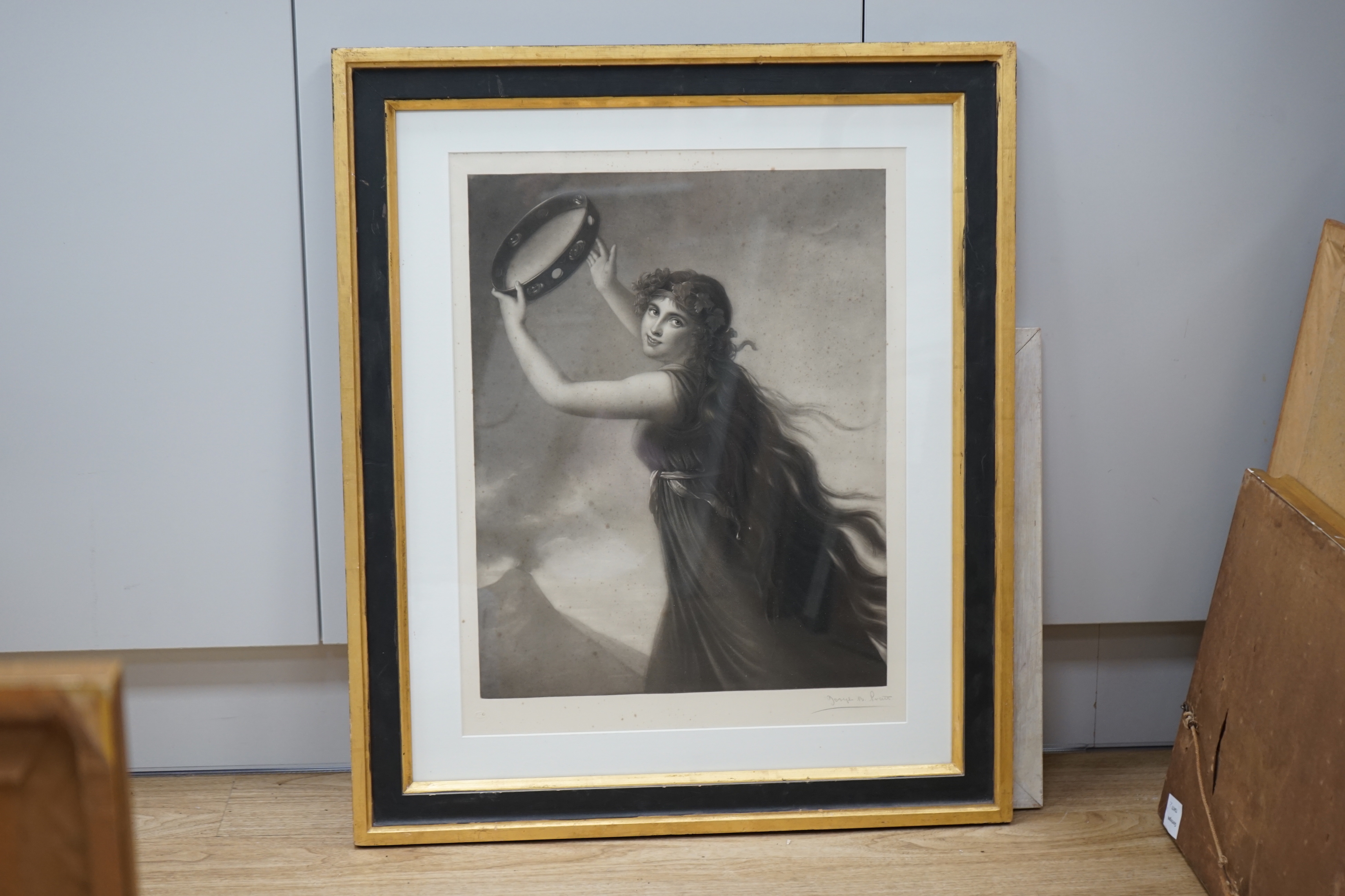 Joseph Bishop Pratt (1854-1910) mezzotint, Lady Hamilton, signed in pencil, Print Sellers Association blindstamped, 52 x 40cm